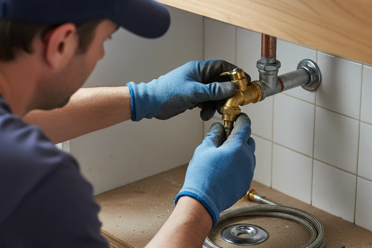 Shutoff valve and fitting work during Burst Pipe Repair in Waco